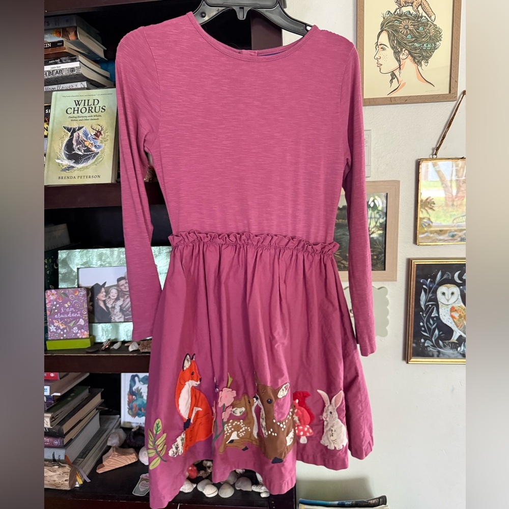 Boden Pink Woodland Animal Kids Dress